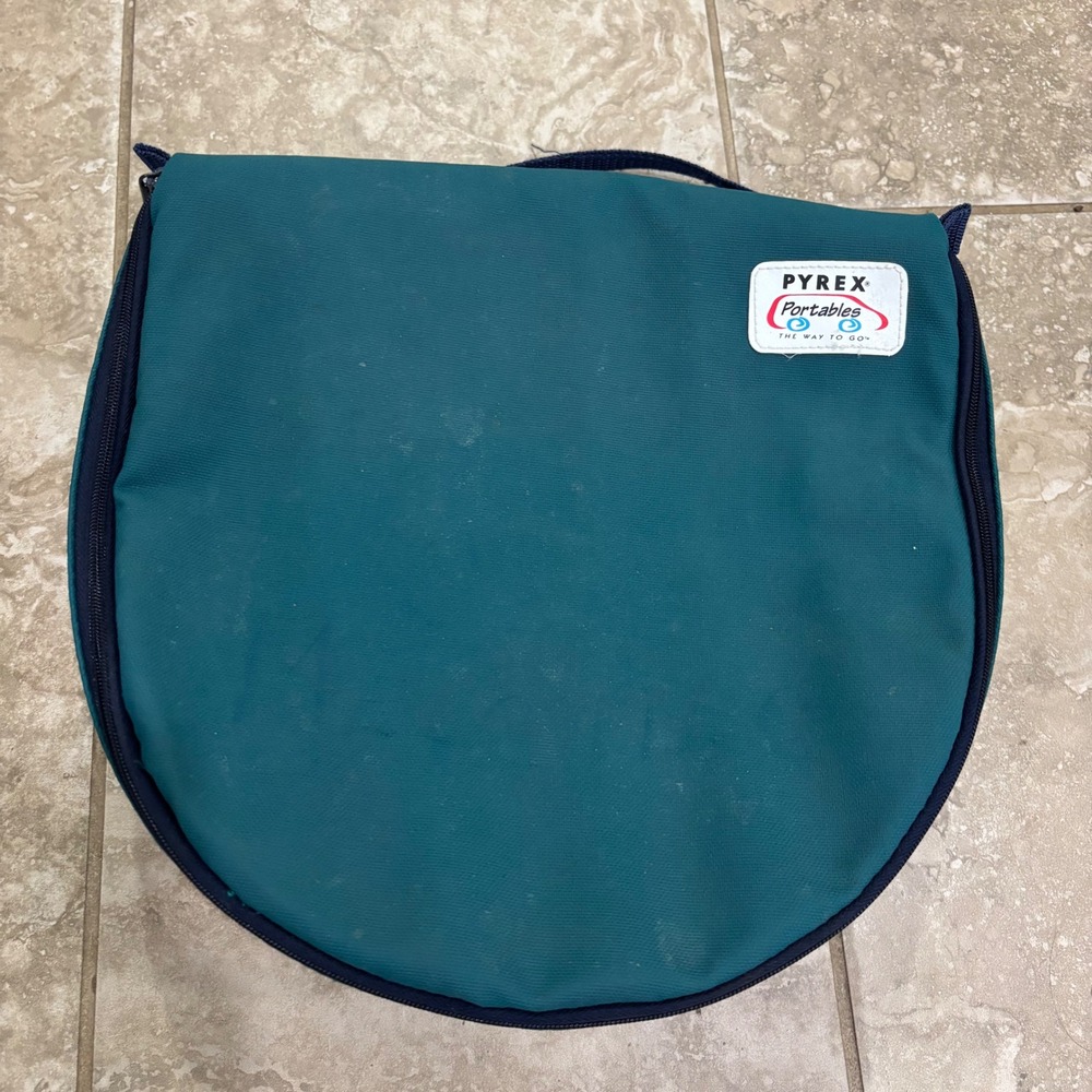Pyrex Portables Insulated Thermal Carrier Bag Teal Green Round Hot Cold Tote